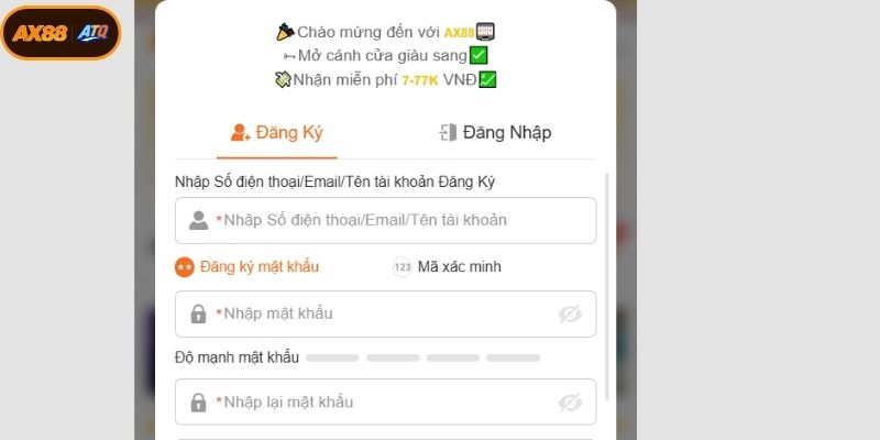 Điền thông tin đăng ký tài khoản theo đúng quy định bảo mật